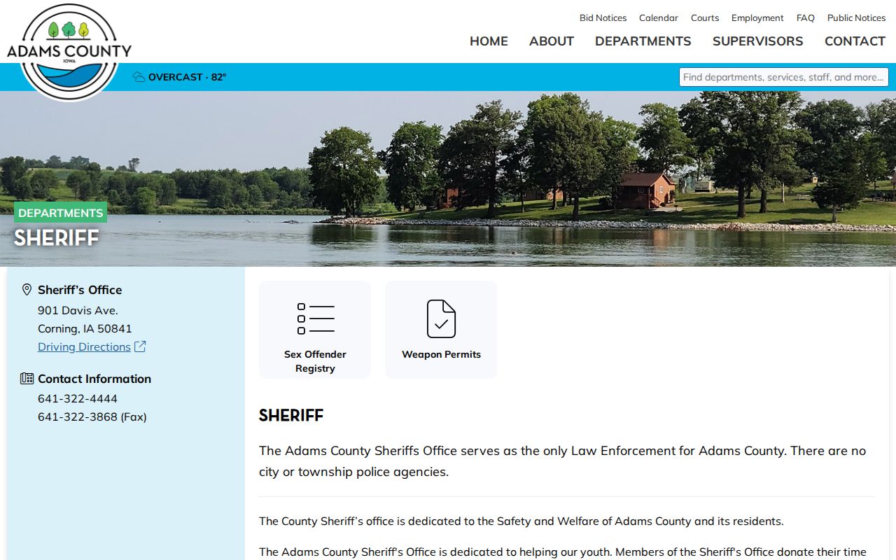 Official Adams County Sheriff office and countywide law-enforcement information